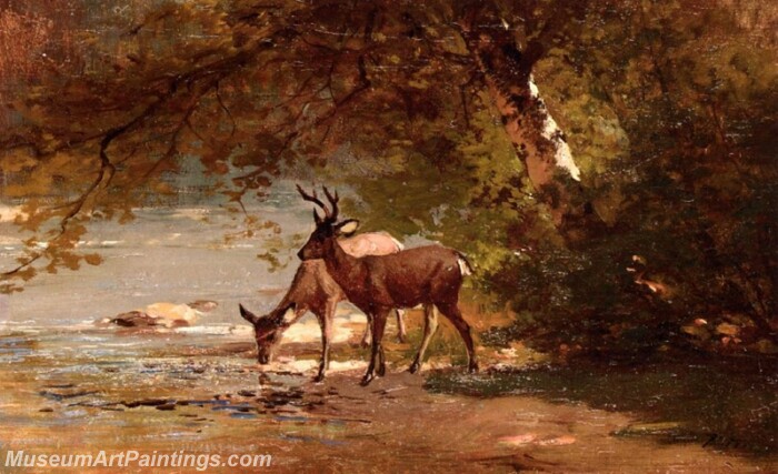 Landscape Painting Deer in a Landscape