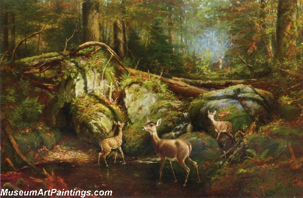 Landscape Painting Deer in the Adirondacks