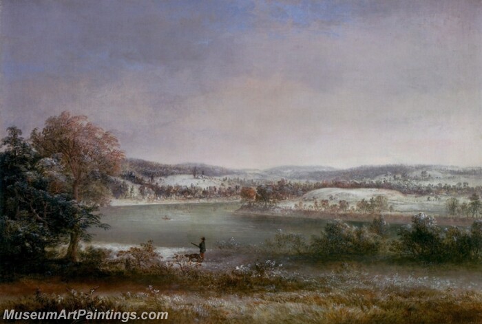 Landscape Painting Early Winter Hiawatha Island Owego New York