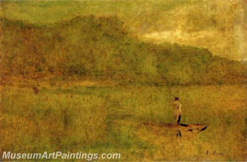 Landscape Painting Green Marshes