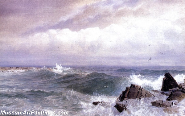Landscape Painting Gull Rock Newport Rhode Island