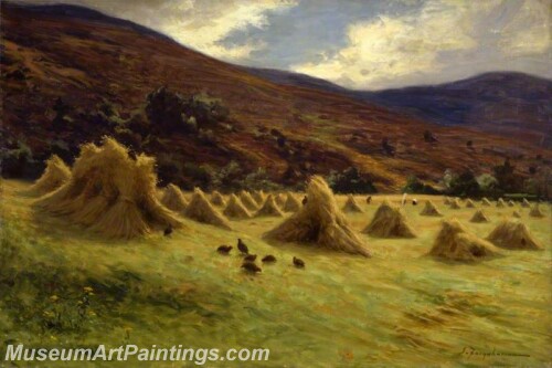 Landscape Painting Harvesting Forest of Birse Aberdeenshire