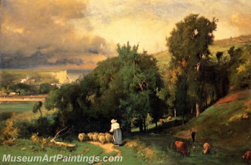 Landscape Painting Hillside at Etretet