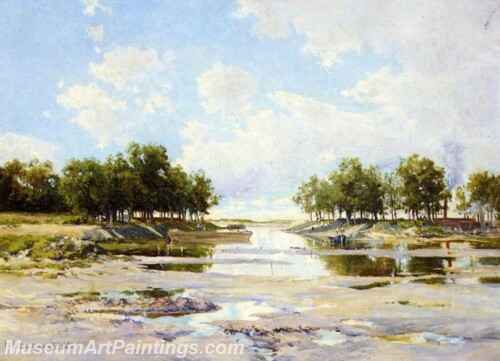 Landscape Painting Inlet at Low Tide