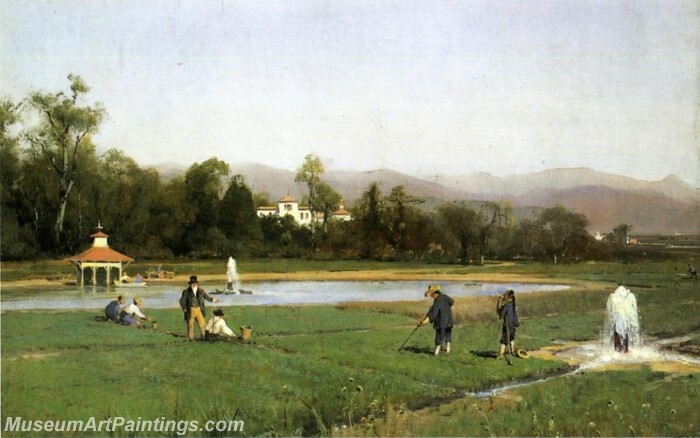 Landscape Painting Irrigating at Strawberry Farm