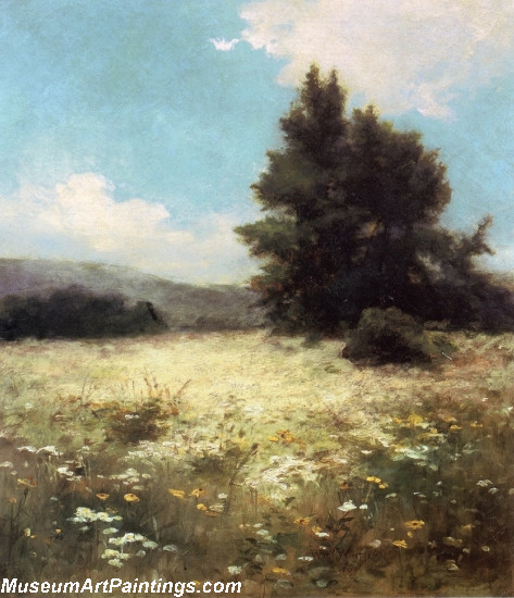 Landscape Painting Meadow with Queen Annes Lace