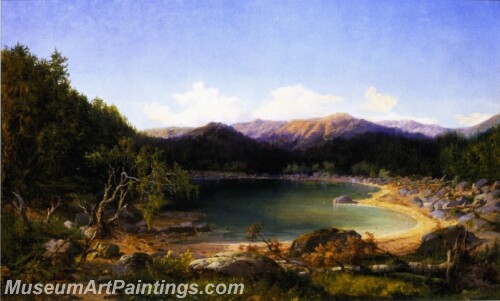 Landscape Painting Mountain Lake Scene