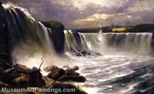 Landscape Painting Niagara Falls Showing the Canadian and American Views