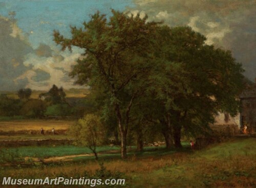 Landscape Painting Oaks Near Medfield