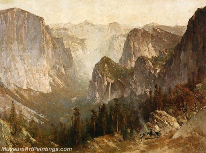 Landscape Painting Piute Indian Encampment Yosemite