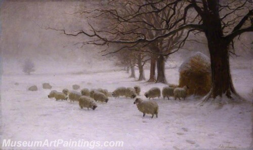 Landscape Painting Sheep in a Snowstorm