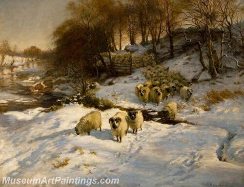 Landscape Painting Sheep in the Snow