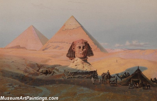 Landscape Painting The Pyramids of Giza at sunrise
