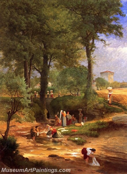 Landscape Painting Washing Day near Perugia