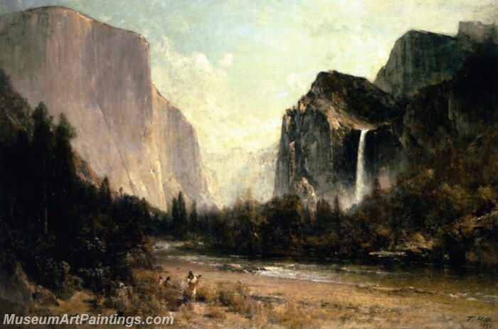 Landscape Painting Yosemite Valley Indian Woodpickers