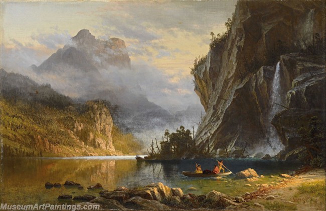 Landscape Paintings Albert Bierstadt Indians Spear Fishing