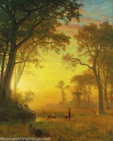 Landscape Paintings Albert Bierstadt Light in the Forest