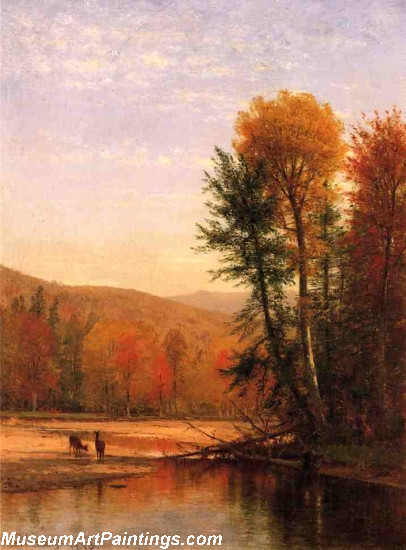 Landscape Paintings Deer in an Autumn Landscape