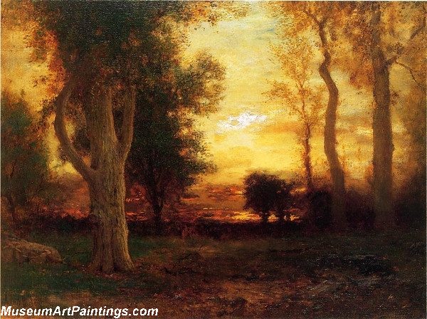 Landscape Paintings Evening in the Forest