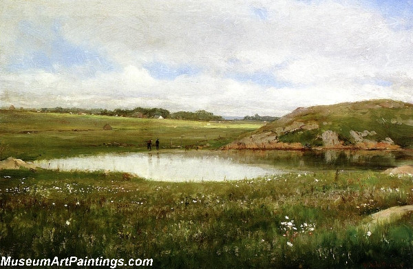 Landscape Paintings Freshwater Pond in Summer Rhode Island