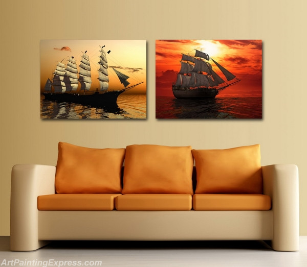 Landscape Paintings Modern Wall Art Canvas Prints Sets Of 2 LPNA015