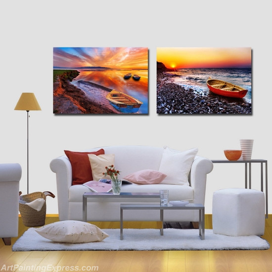 Landscape Paintings Modern Wall Art Canvas Prints Sets Of 2 LPNA017