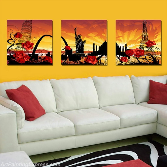 Landscape Paintings Modern Wall Art Canvas Prints Sets Of 3 LPNA37