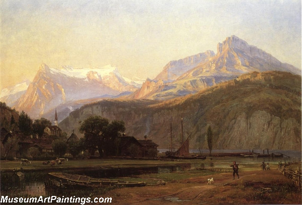 Landscape Paintings The Bay of Uri Lake Lucerne