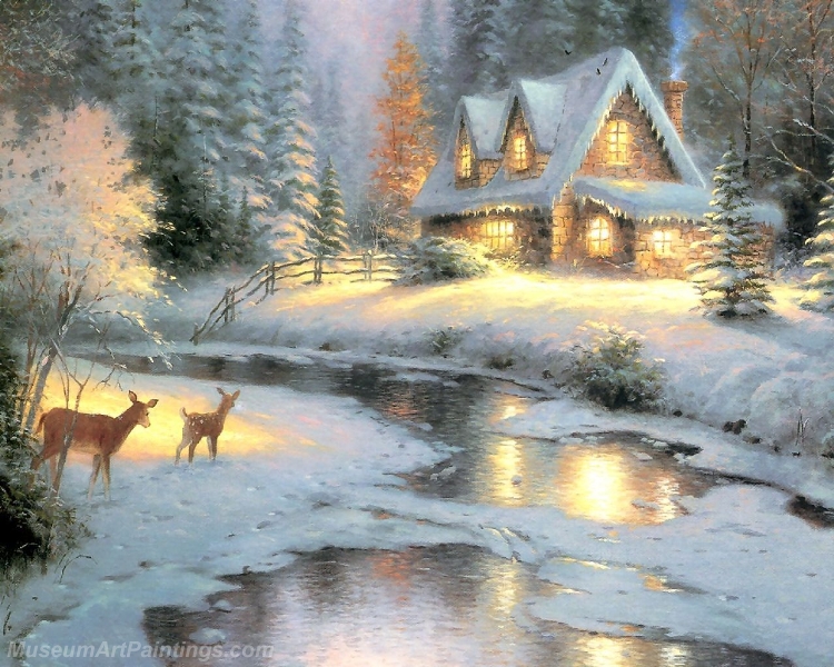 Landscape Paintings deer creek cottage Garden Paintings