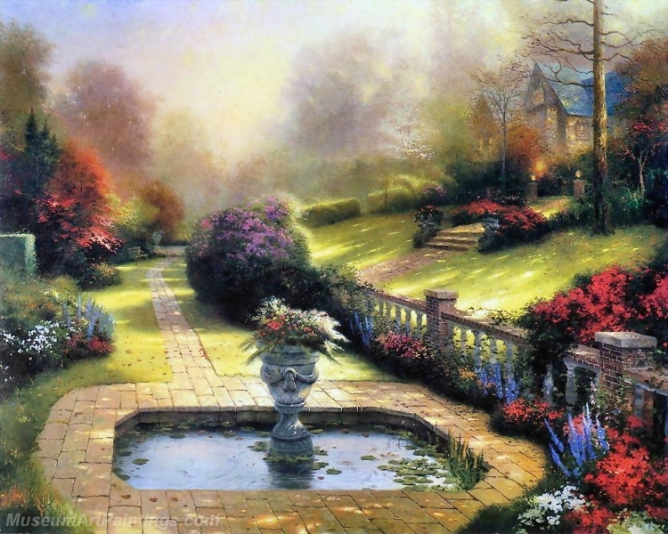 Landscape Paintings gardens beyond autumn gate Garden Paintings