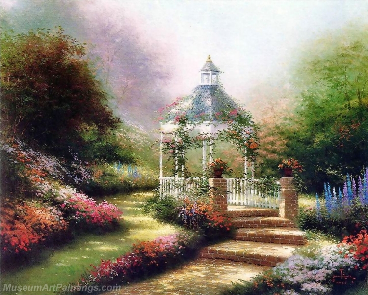 Landscape Paintings hidden gazebo Garden Paintings