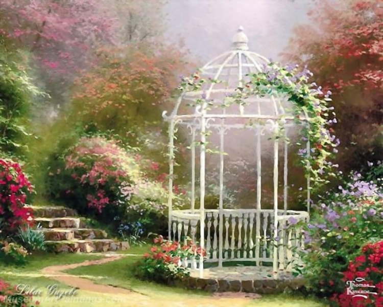 Landscape Paintings lilac gazebo Garden Paintings