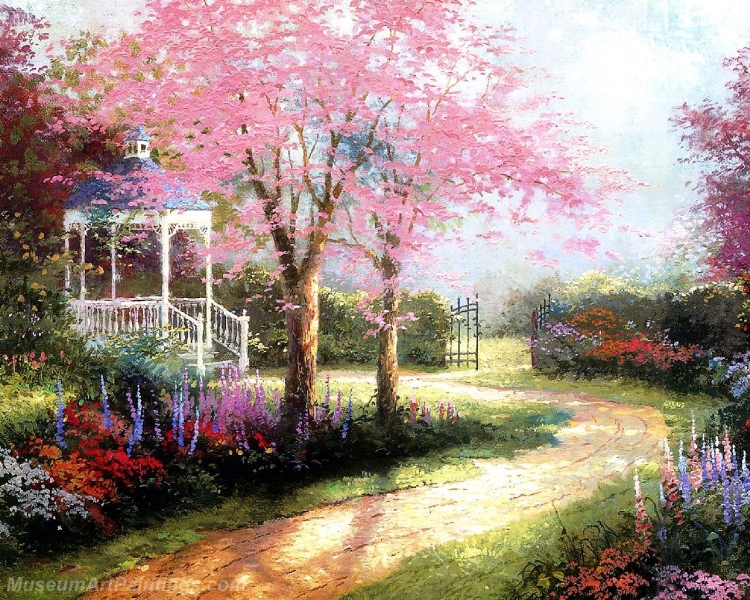 Landscape Paintings morning dogwood Garden Paintings