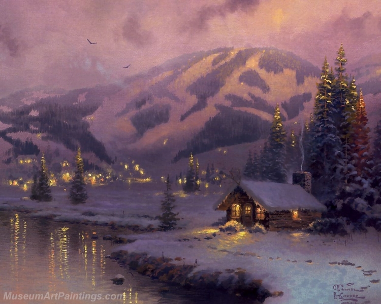 Landscape Paintings olympic mountain evening Garden Paintings