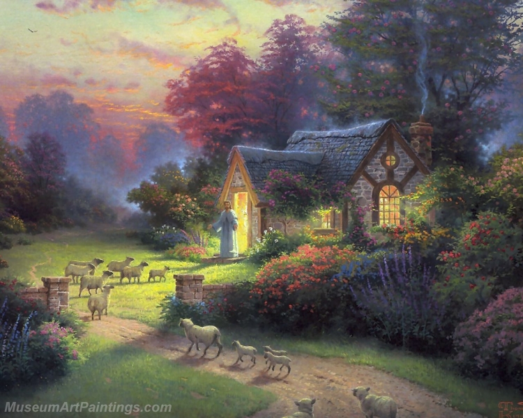 Landscape Paintings the good shepherd cottage Garden Paintings