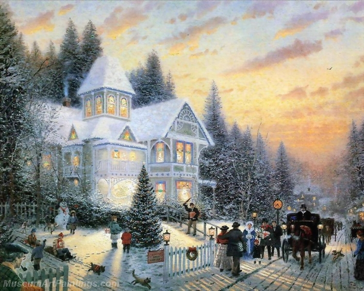 Landscape Paintings victorian christmas Garden Paintings