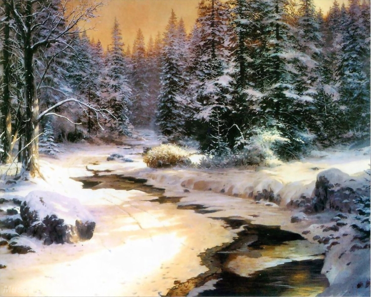 Landscape Paintings winter end Garden Paintings