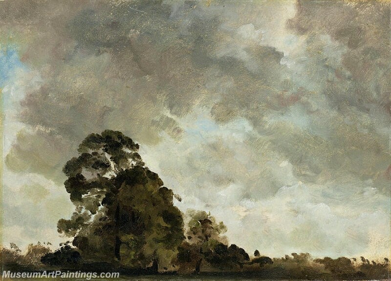 Landscape at Hamstead Tree and Storm clouds Painting