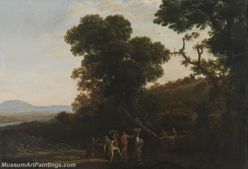 Landscape with Figures Wading Through a Stream Painting