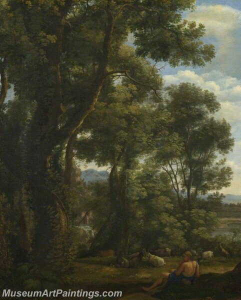 Landscape with a Goatherd and Goats Painting