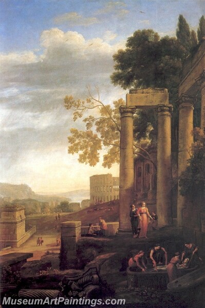 Landscape with the Burial of Santa Serapia Painting