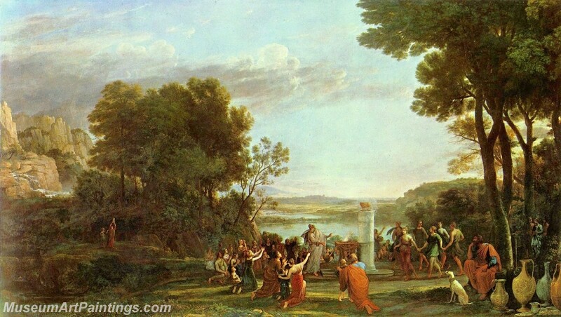 Landscape with the worship of the golden calf Painting