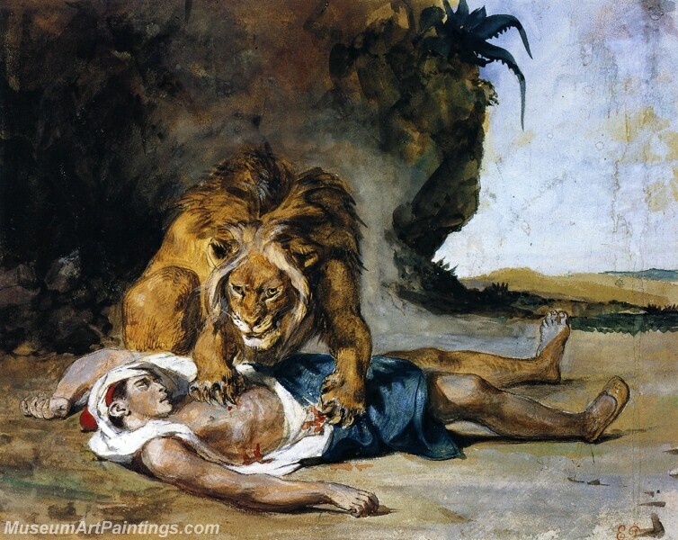 Lion Mauling a Dead Arab Painting