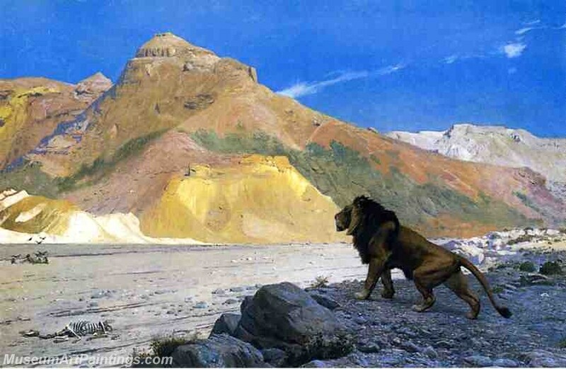 Lion on a Cliff Painting