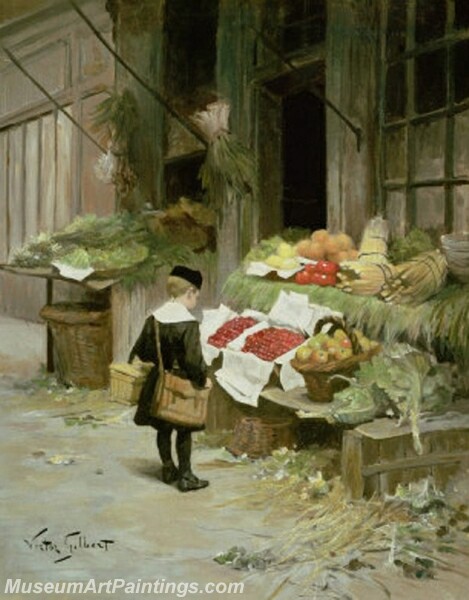 Little Boy at the Market Painting