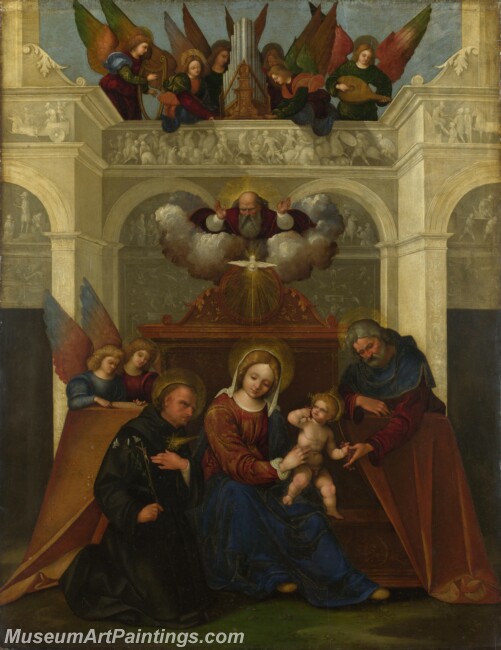 Lodovico Mazzolino The Holy Family with Saint Nicholas of Tolentino Painting