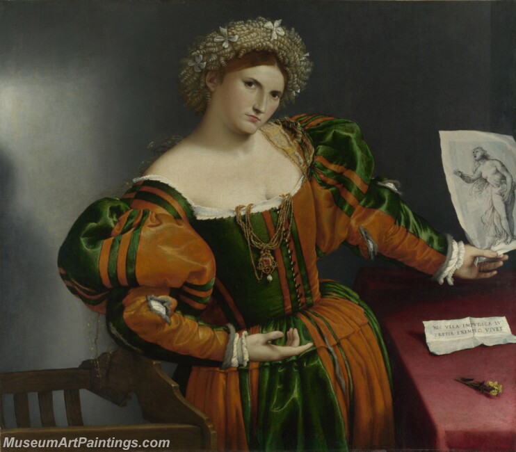 Lorenzo Lotto Portrait of a Woman inspired by Lucretia Painting