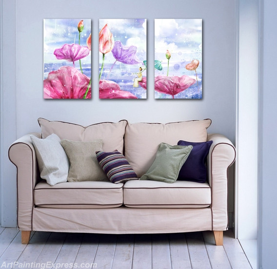 Lotus Canvas Prints Set of 3 Modern Wall Art Paintings FCP048