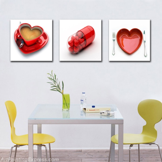 Love Tableware Paintings Canvas Prints Set of 3 Modern Wall Art LWP02