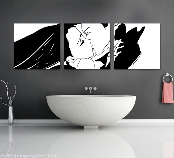 Lovers Kiss Canvas Prints Set of 3 Modern Wall Art Painting